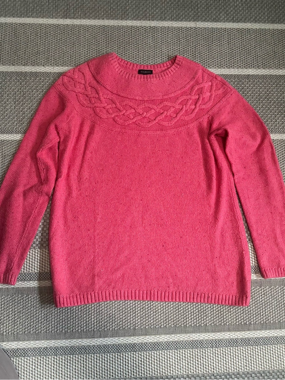 Vintage Talbots Pink Cable Crewneck Sweater ~ Medium